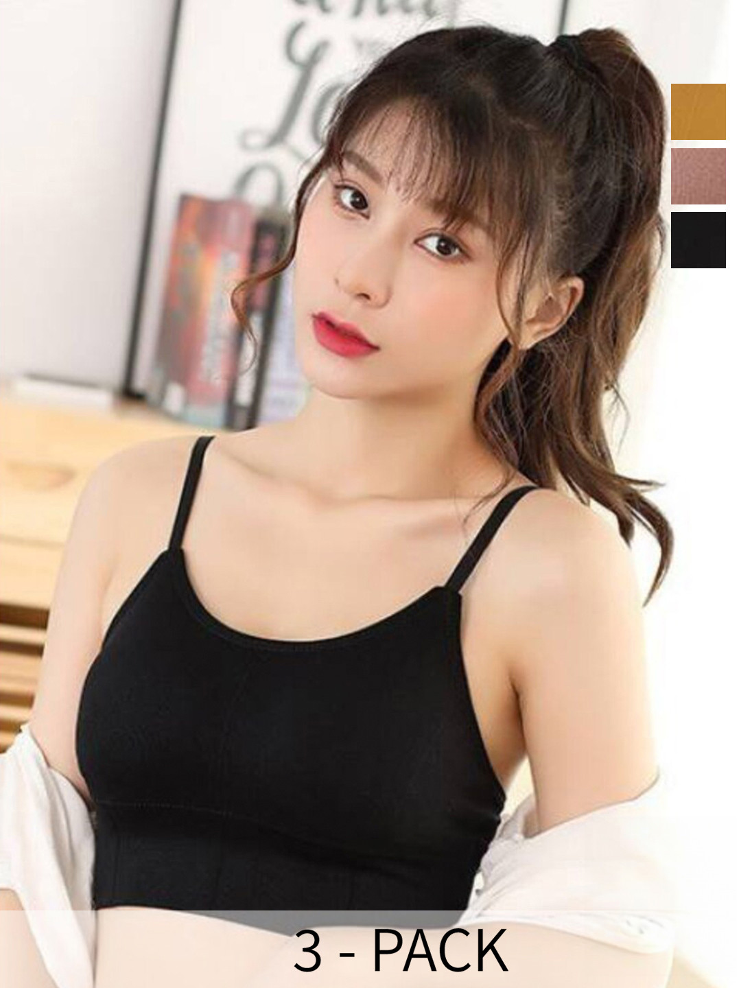 

UNDER 1000 Pack Of 3 Full Coverage Dry Fit Cotton T-shirt Bras With All Day Comfort, Brown