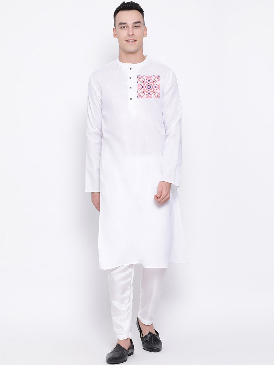 

DEVOILER Ethnic Motifs Printed Kurta, White