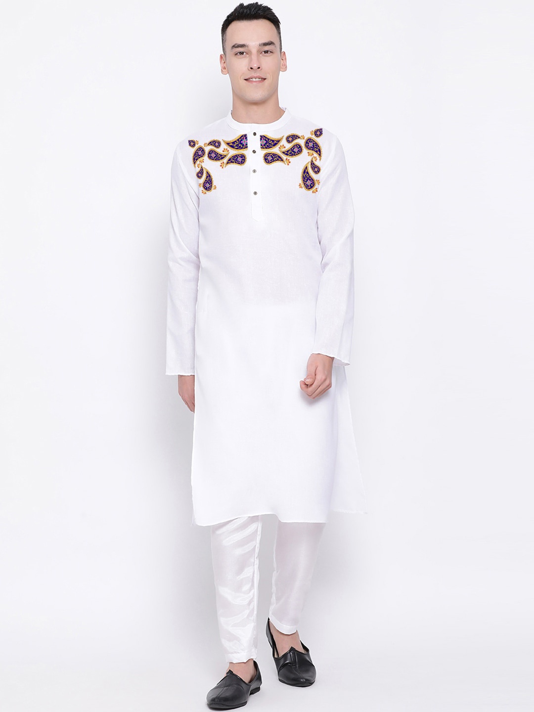 

DEVOILER Ethnic Motifs Printed Regular Kurta With Pyjamas, White