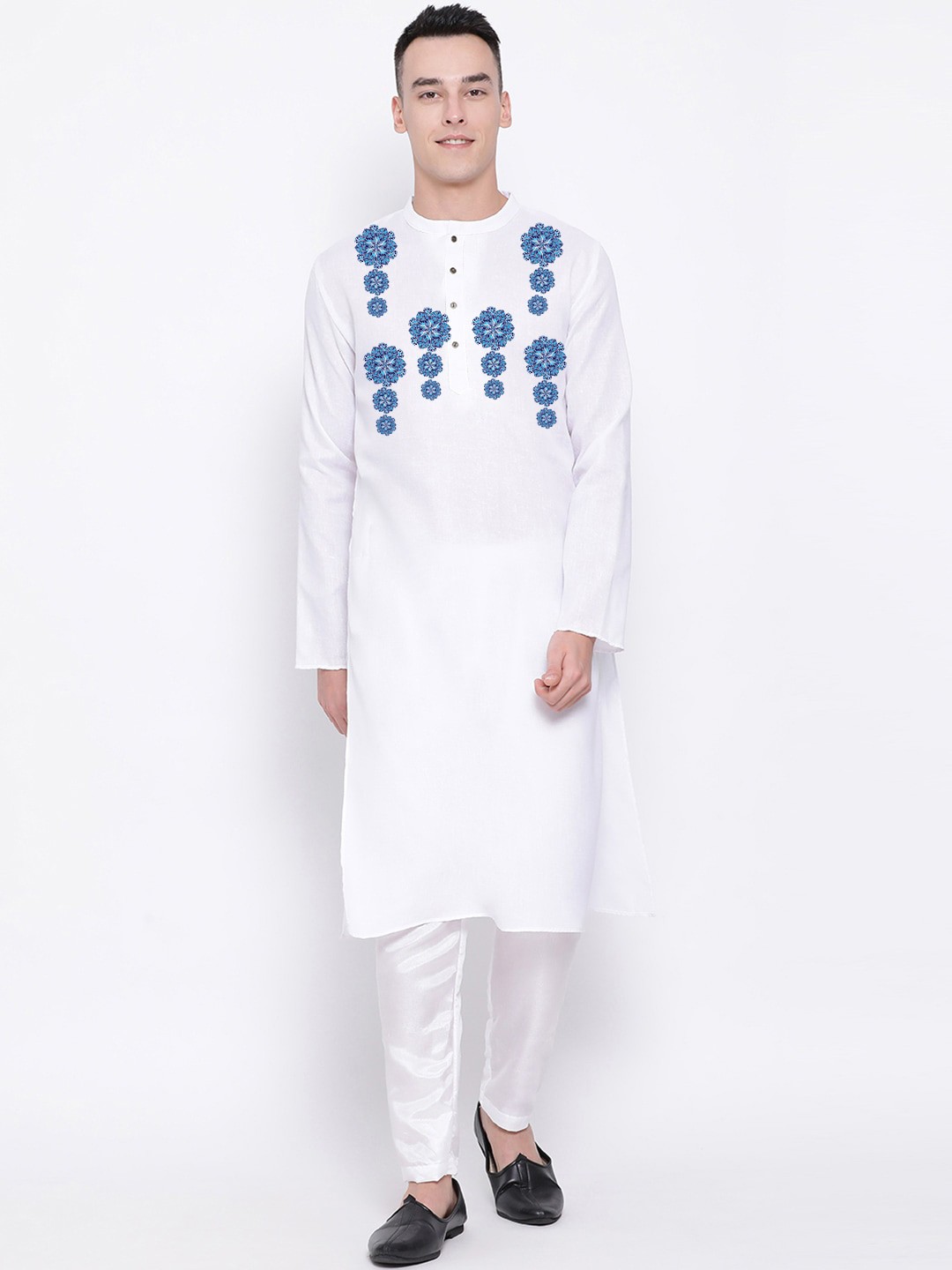 

DEVOILER Ethnic Motifs Printed Regular Kurta with Pyjamas, White