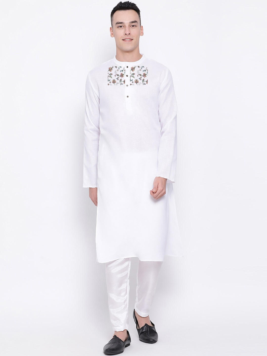 

DEVOILER Ethnic Motifs Printed Regular Kurta with Pyjamas, White