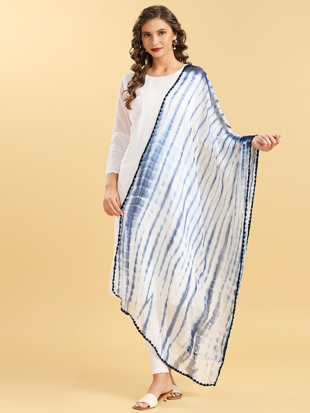 

Dupatta Bazaar Dyed Shibori Dupatta, Navy blue