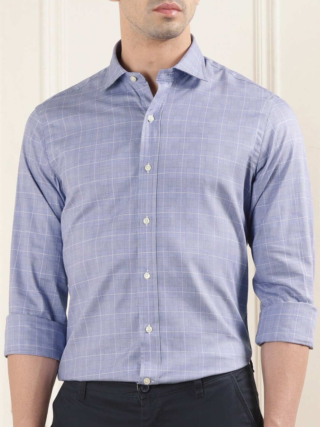 

Polo Ralph Lauren Slim Fit Checked Pure Cotton Casual Shirt, Blue