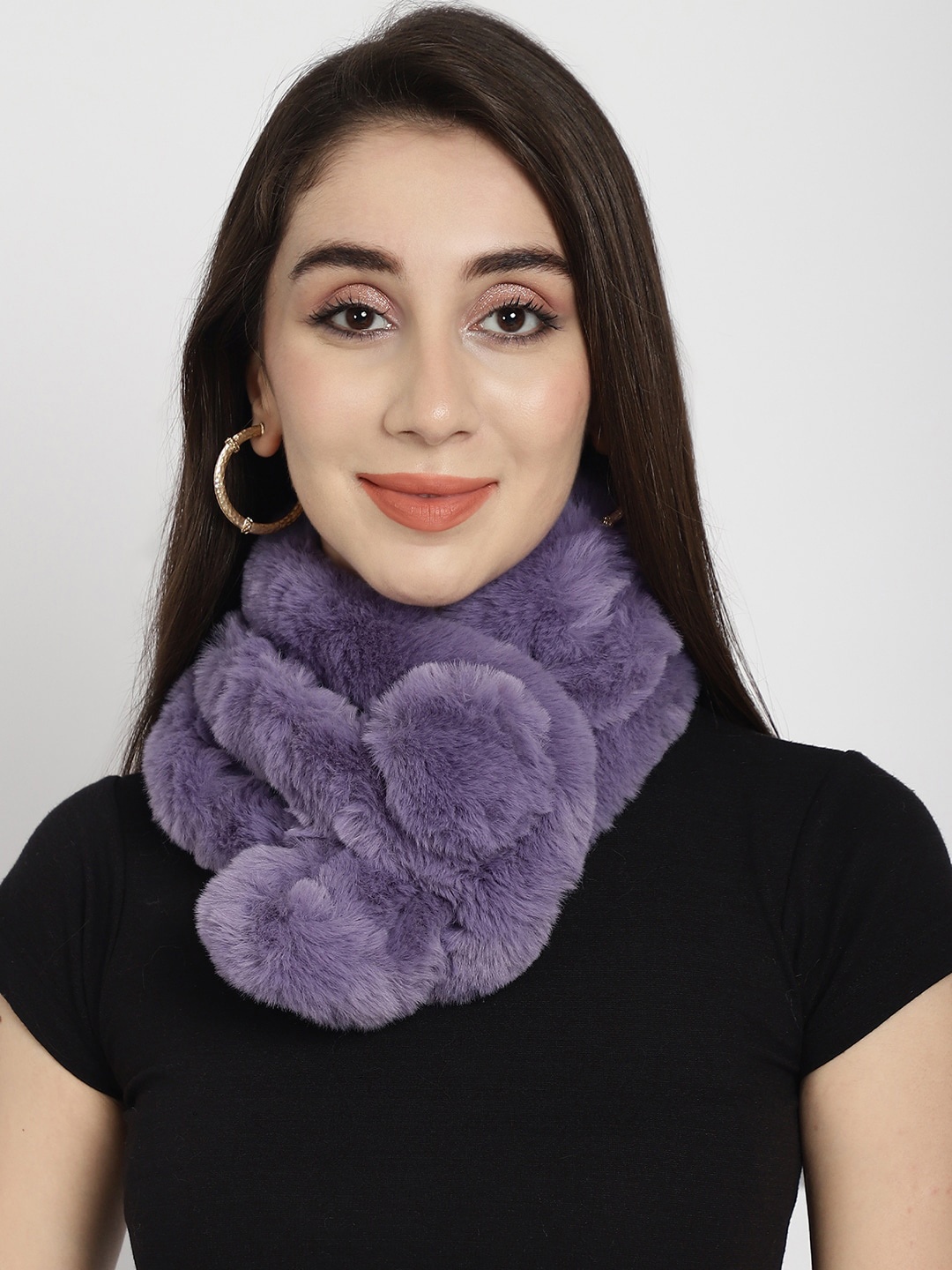 

ELLIS Faux Fur Scarf Wrap Collar Muffler, Purple