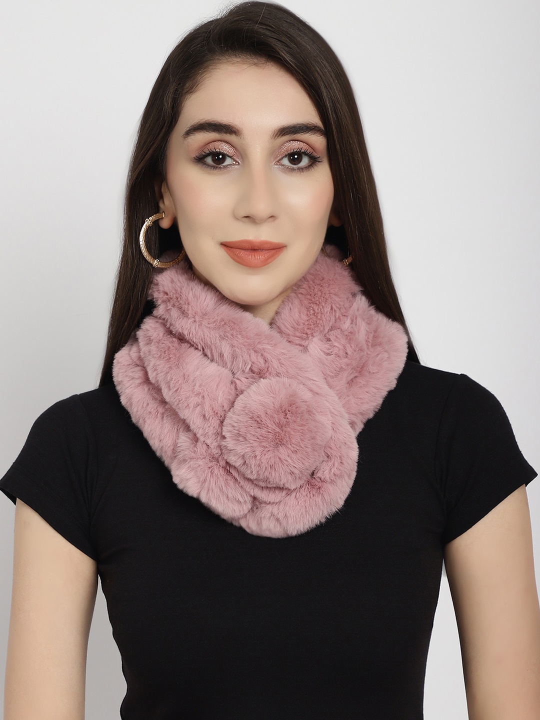 

ELLIS Faux Fur Scarf Wrap Collar Muffler, Pink