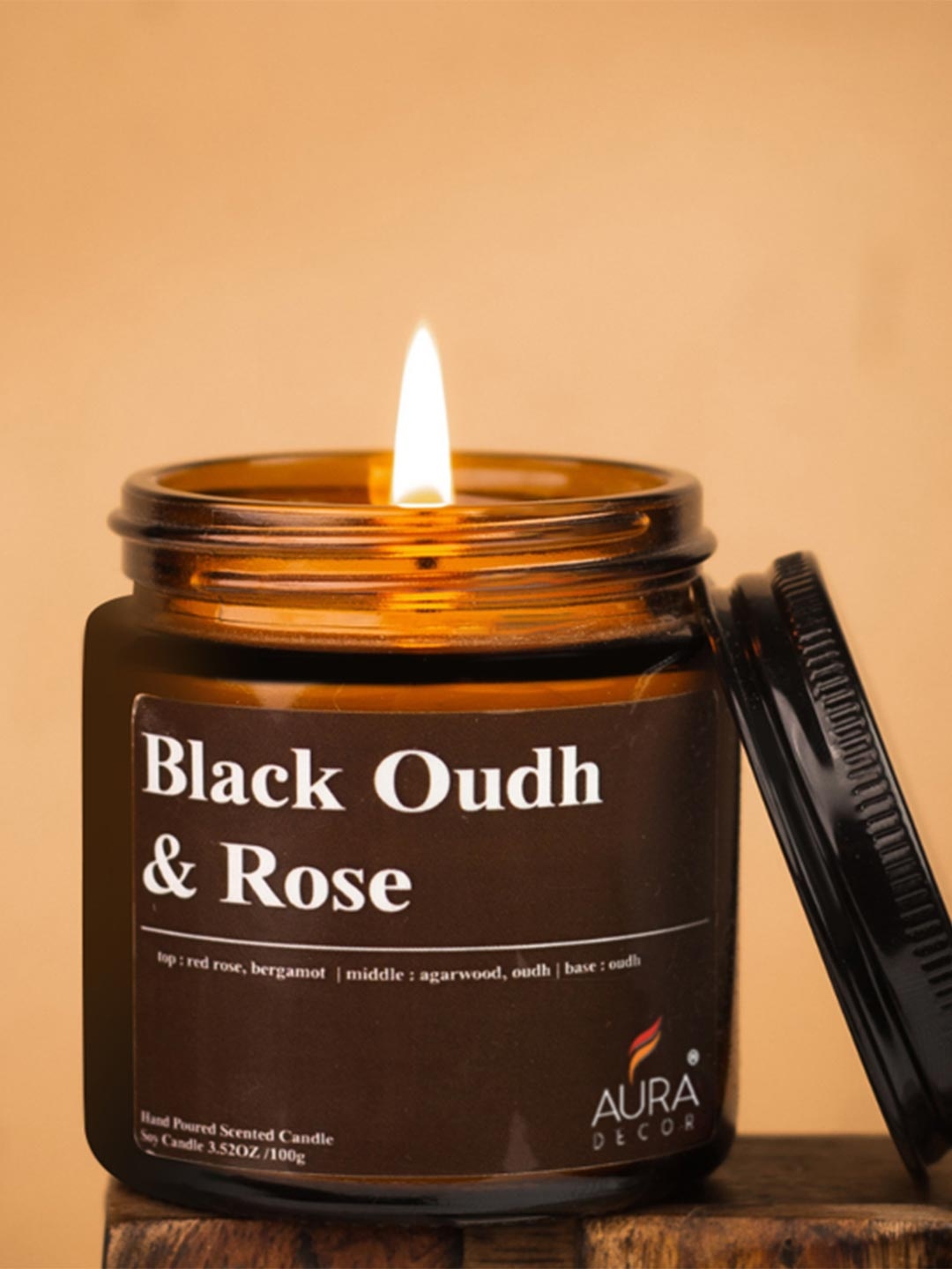 

AuraDecor Amber Brown Scented Soy Wax Jar Candle