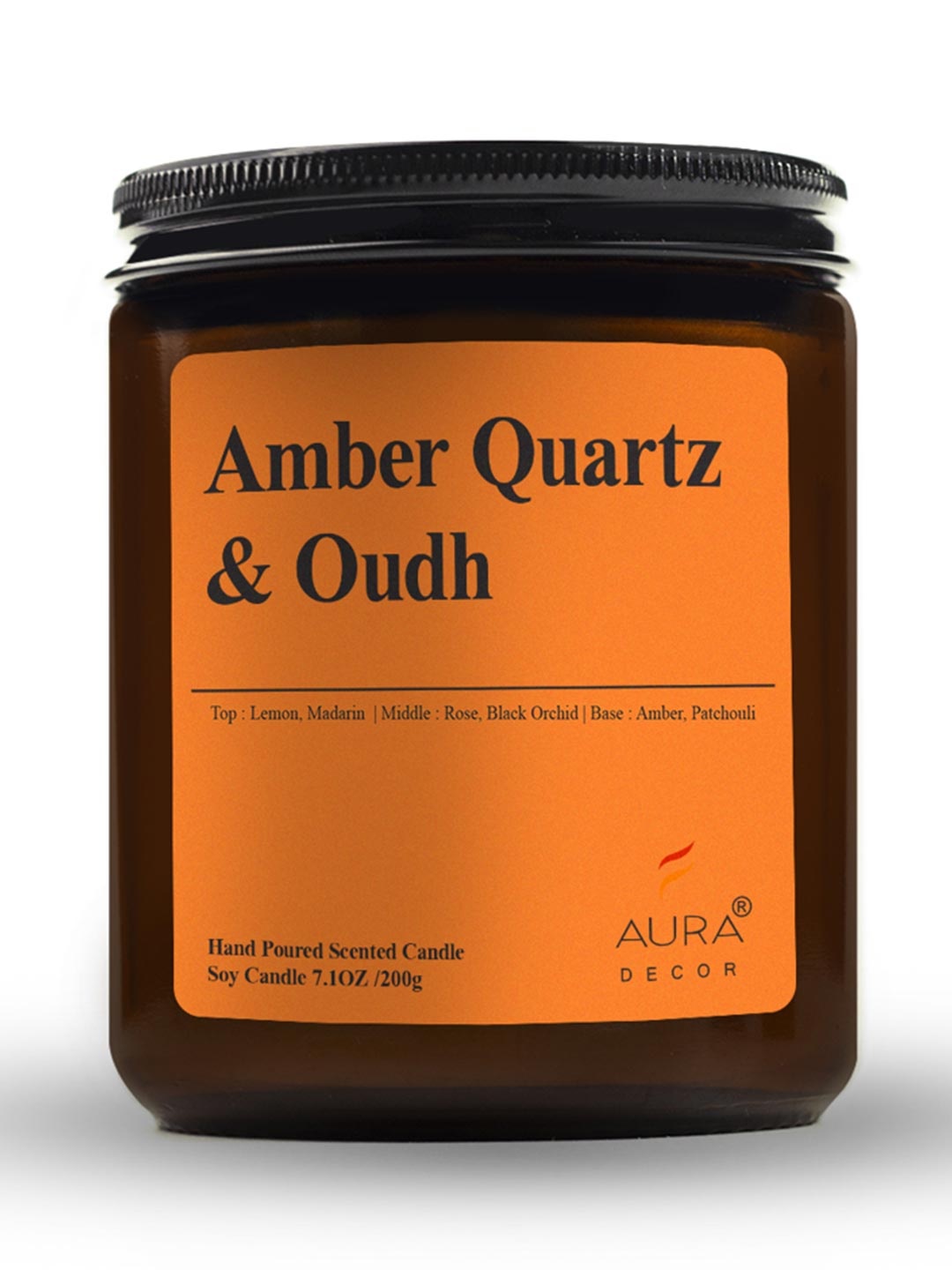

AuraDecor Amber Brown Quartz & Oudh Scented Soy Wax Jar Candle