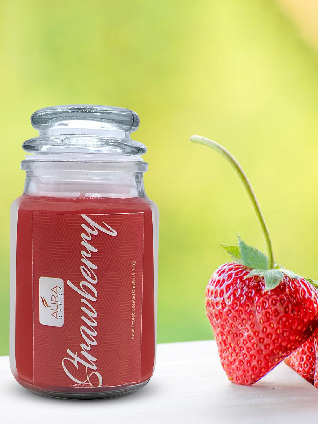 

AuraDecor Red Strawberry Scented Lid Jar Candle
