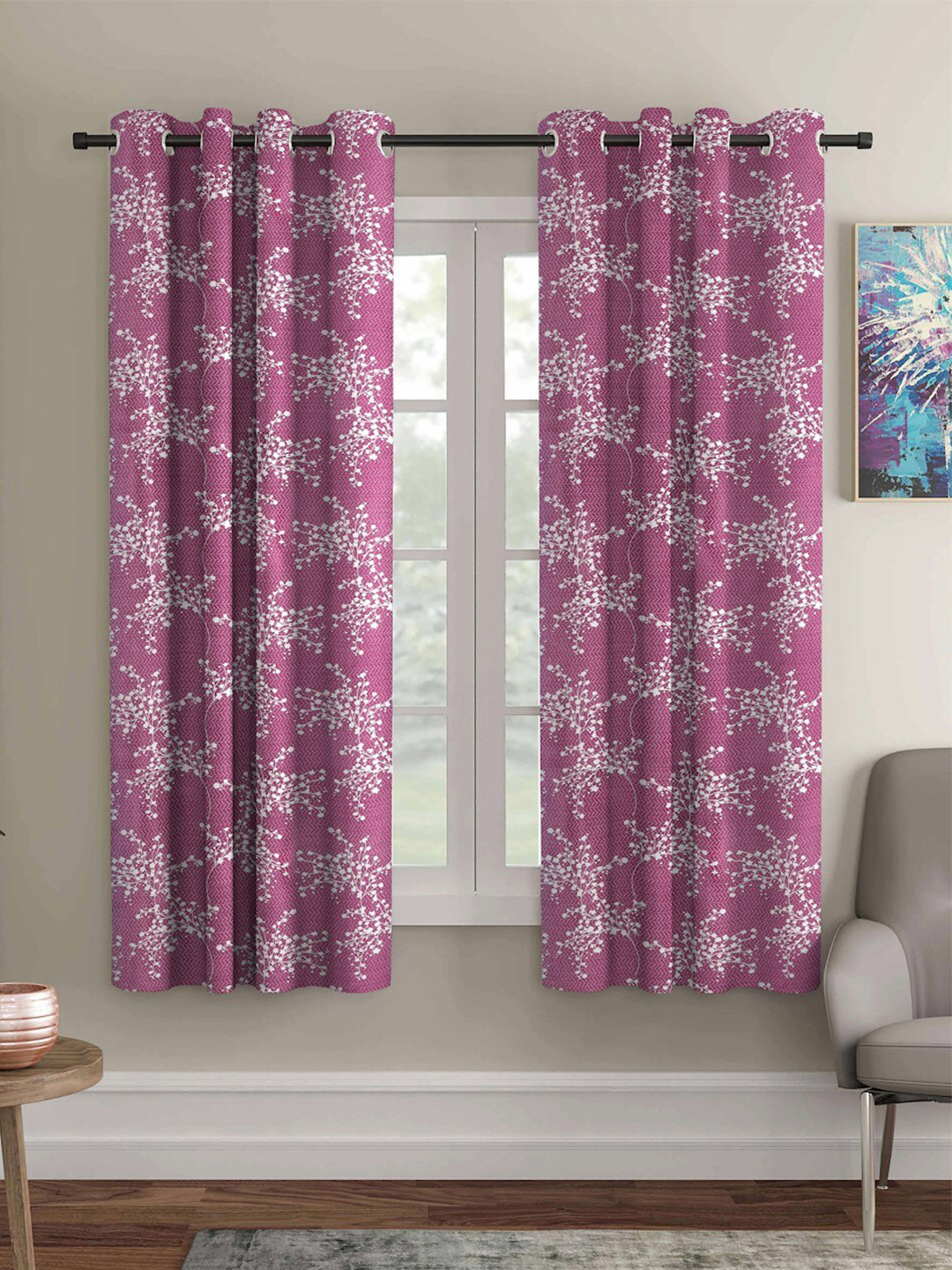 

ERIC LONDON Purple 2 Pieces Floral Room Darkening Window Curtains