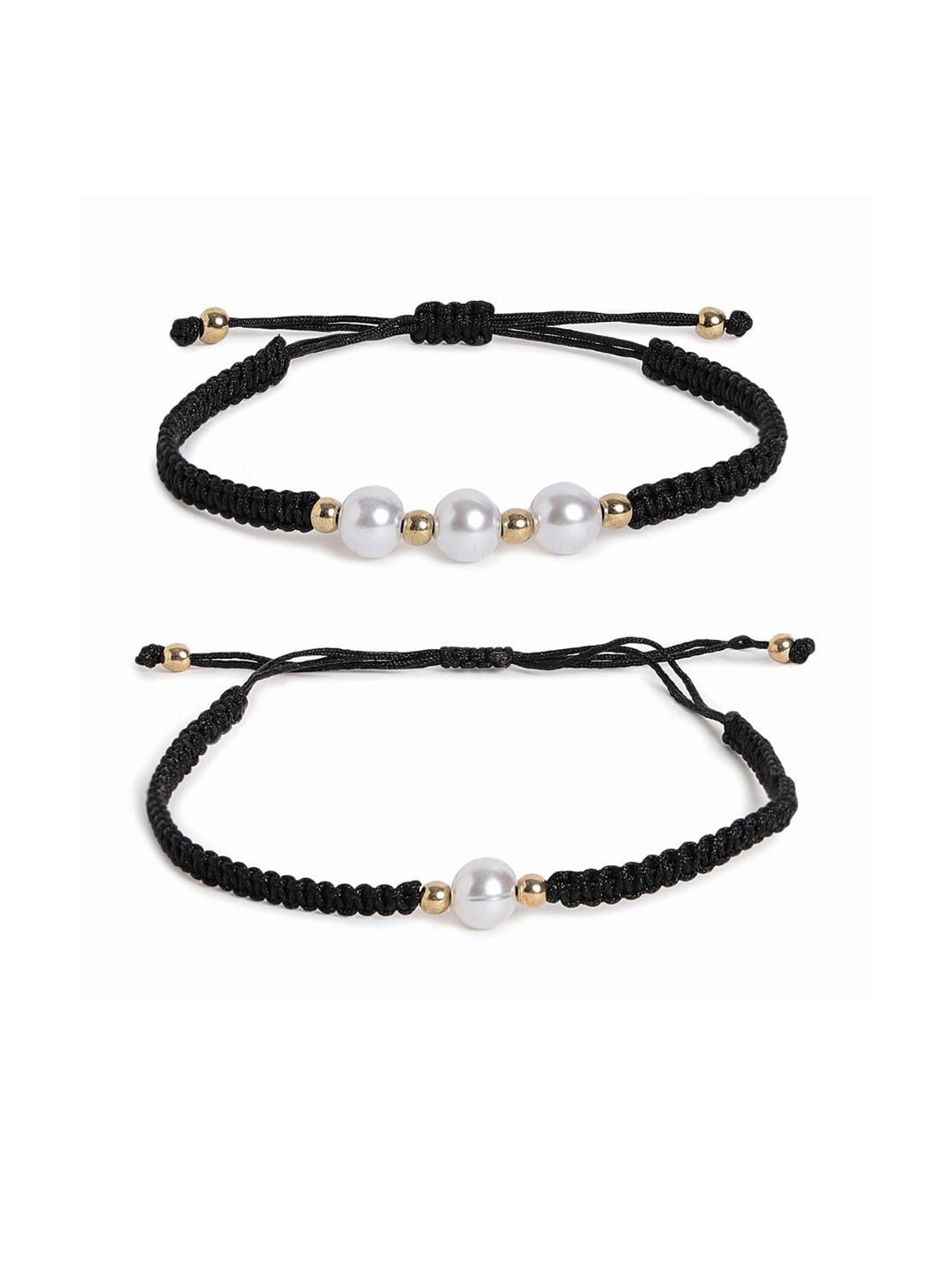 

EL REGALO Unisex Set Of 2 Wraparound Bracelets, Black