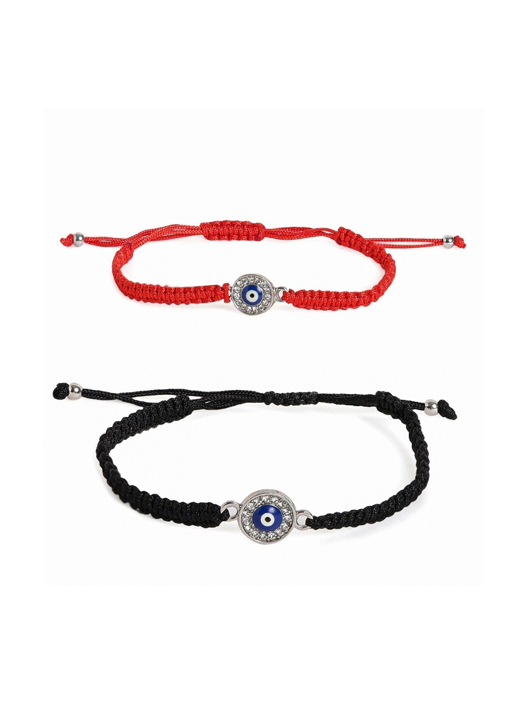 

EL REGALO Unisex Set Of 2 Evil Eye Multistrand Bracelets, Black