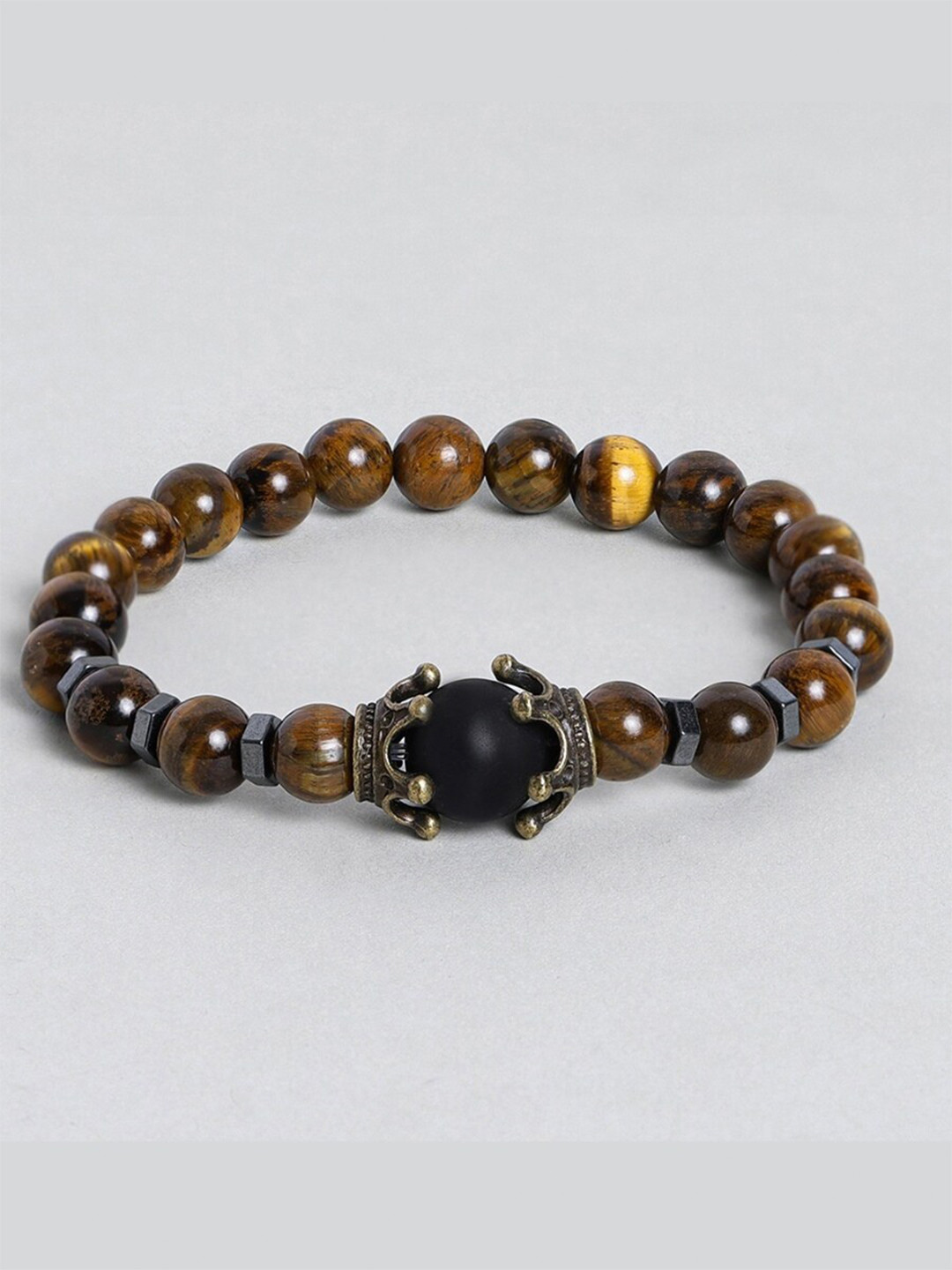 

EL REGALO Men Wooden Elasticated Bracelet, Brown