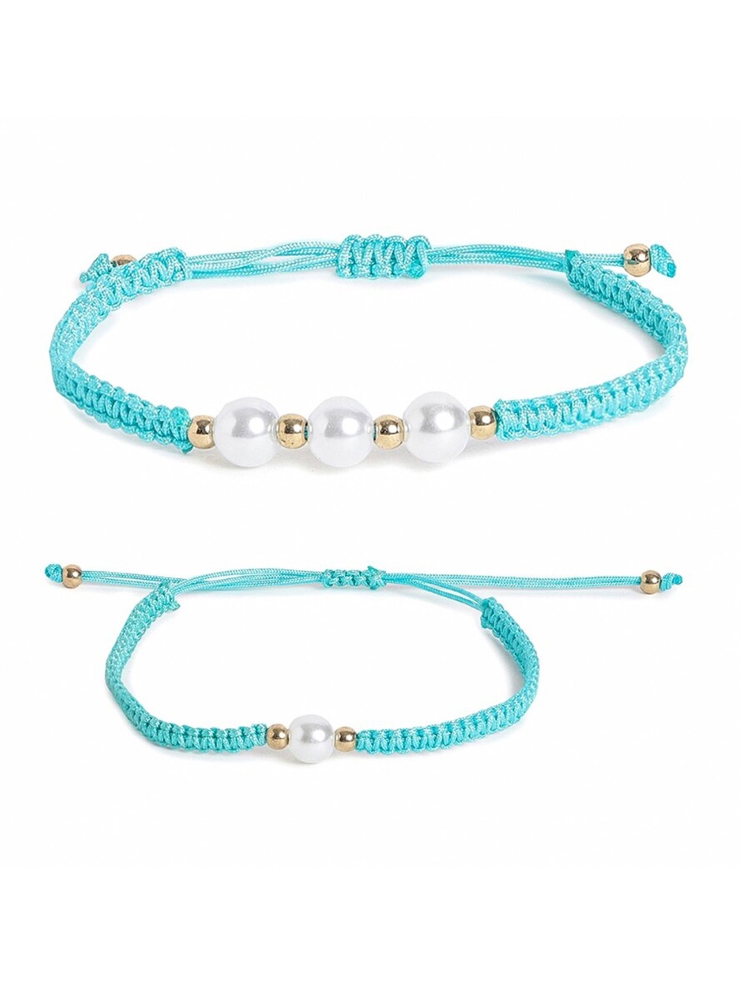 

EL REGALO Unisex Set Of 2 Beaded Wraparound Bracelet, Gold
