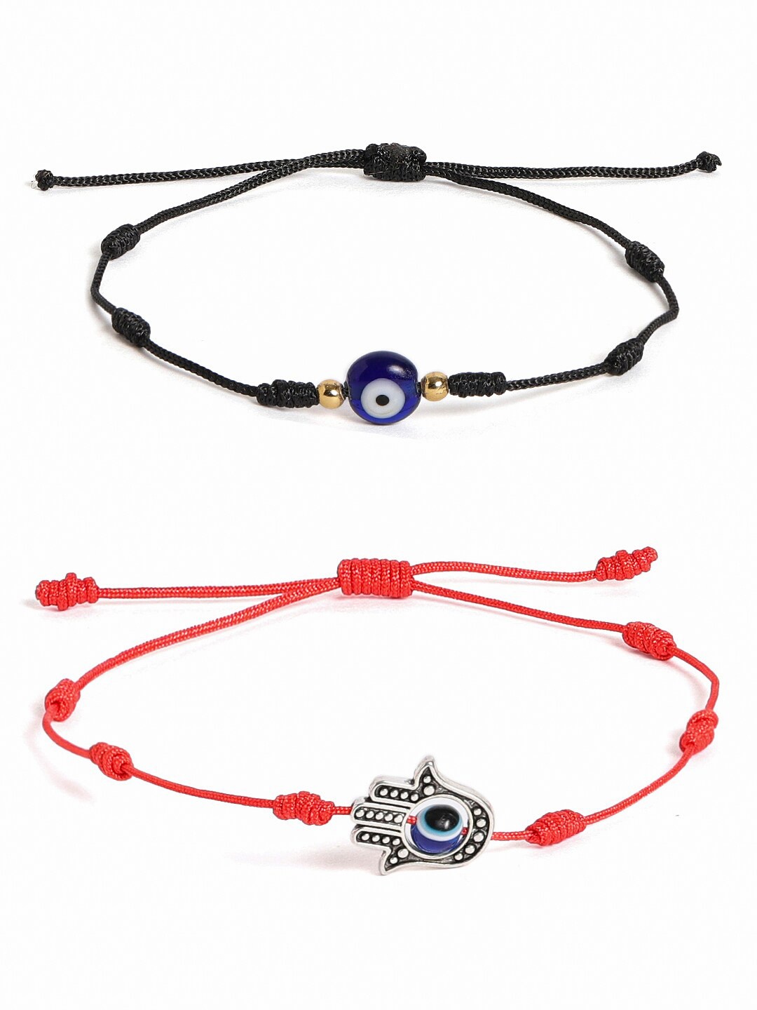 

EL REGALO Unisex Set Of 2 Evil Eye Multistrand Bracelets, Red