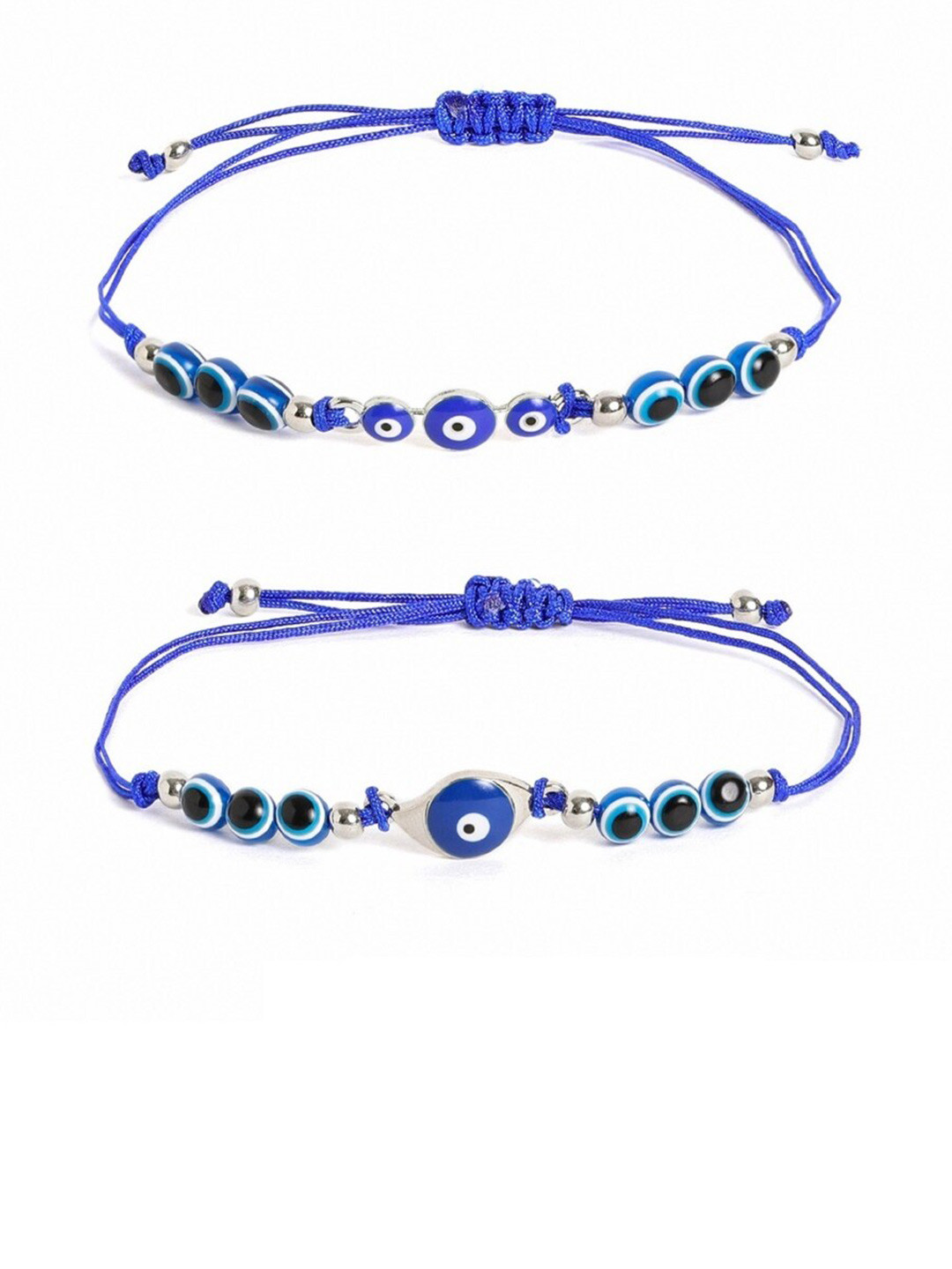 

EL REGALO Unisex Set of 2 Evil Eye Charm Bracelets, Blue