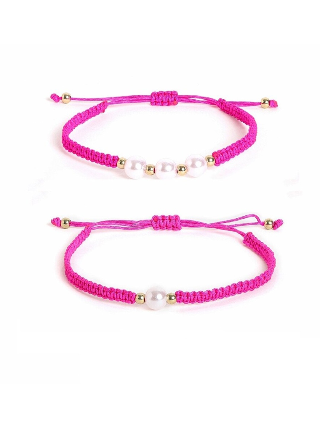 

EL REGALO Unisex Set Of 2 Wraparound Bracelet, Pink