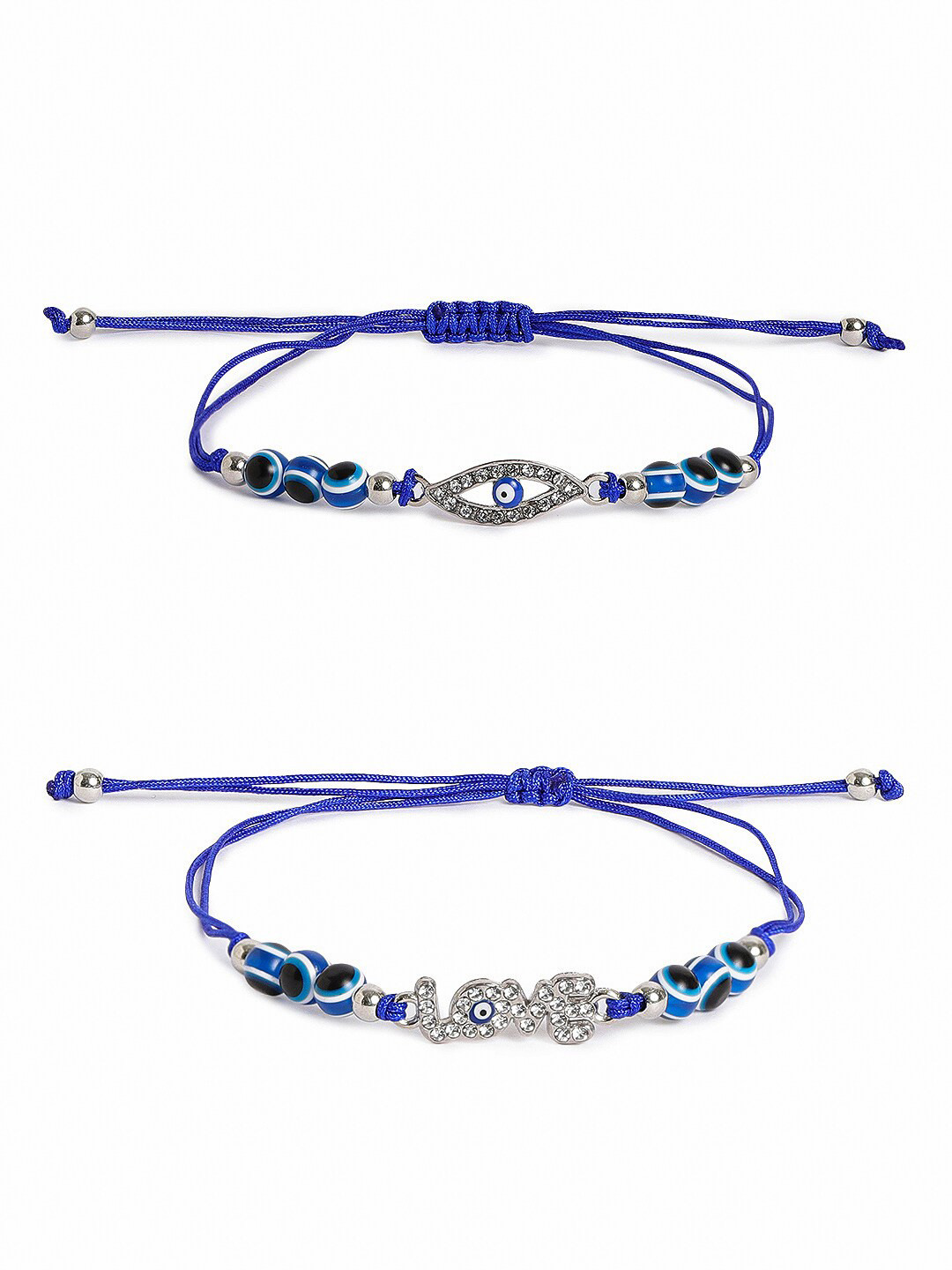 

EL REGALO Unisex Set Of 2 Wraparound Bracelet, Blue