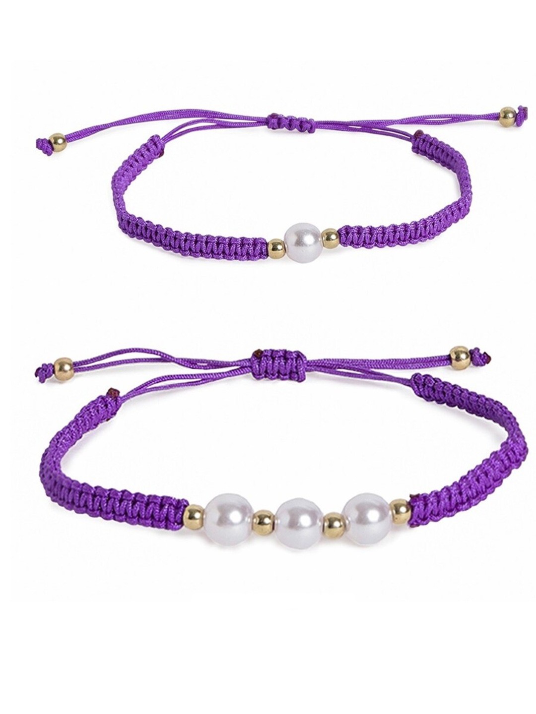 

EL REGALO Unisex Set Of 2 Wraparound Bracelet, Purple