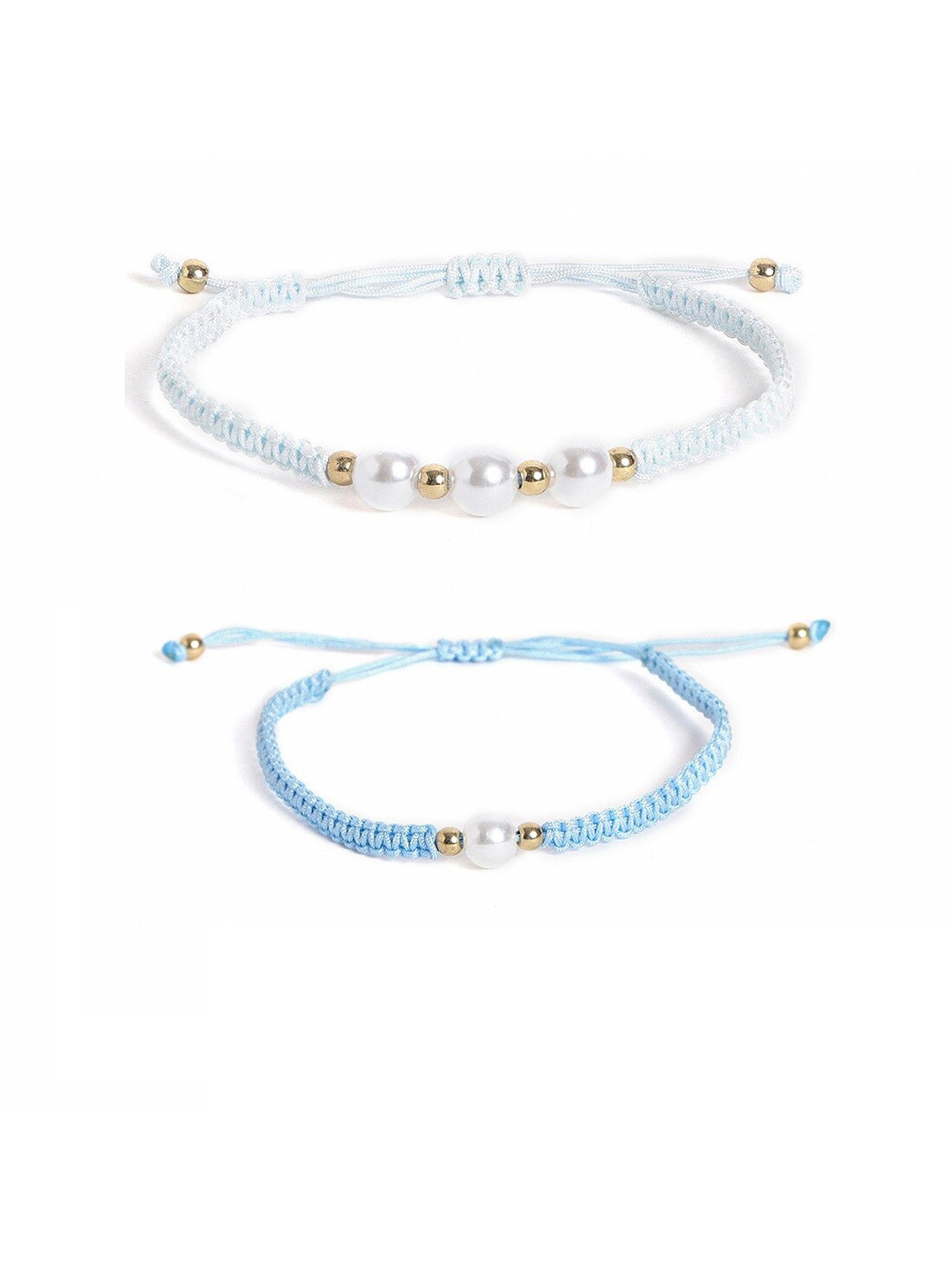 

EL REGALO Unisex Set Of 2 Wraparound Bracelet, White
