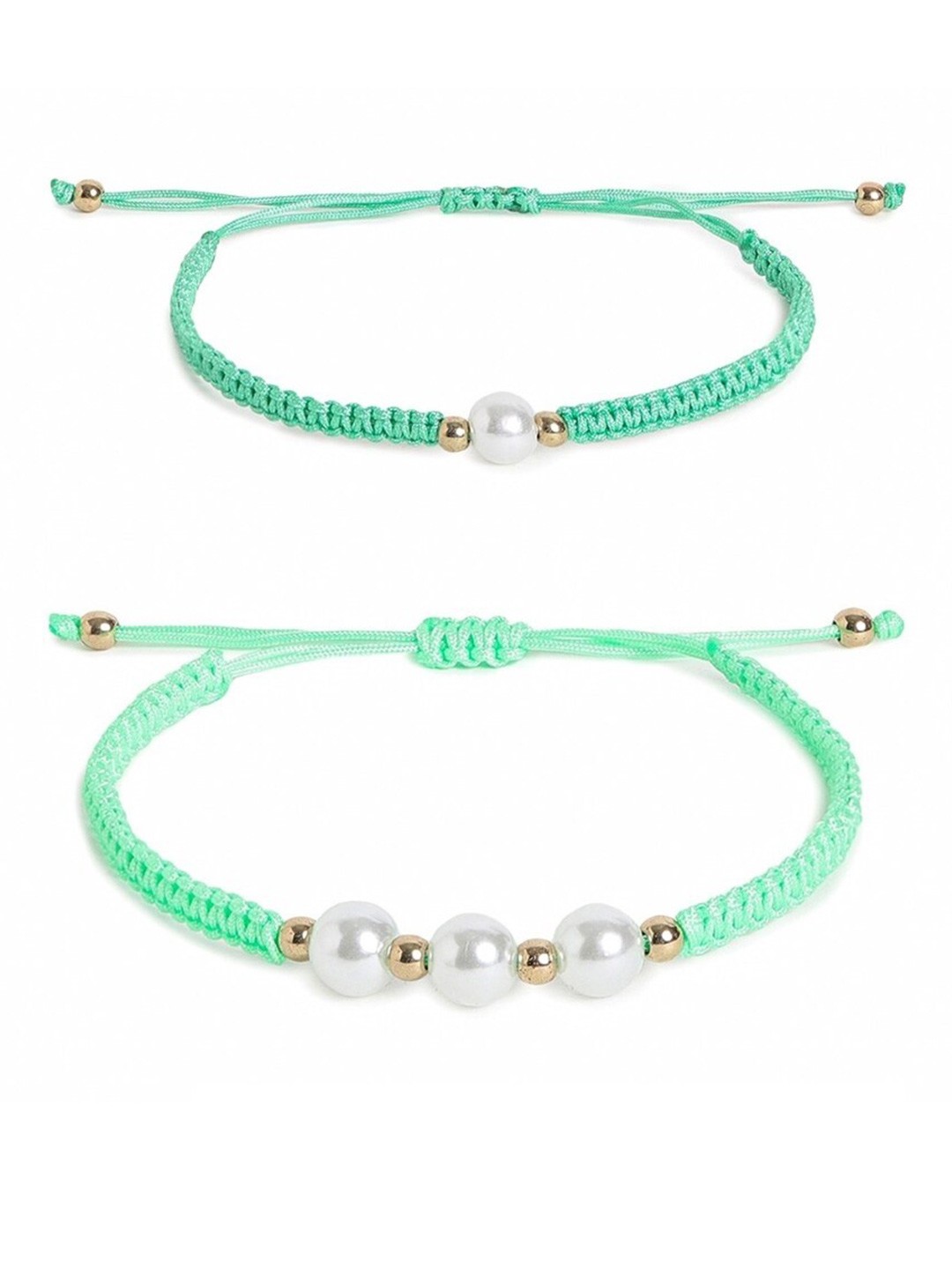 

EL REGALO Unisex Set Of 2 Wraparound Bracelets, Green