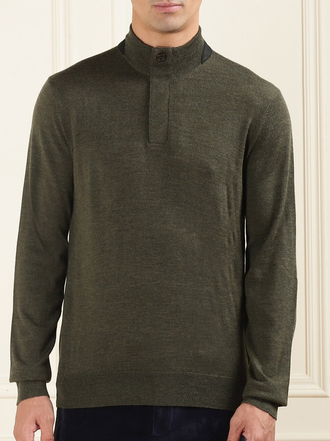 

HACKETT LONDON Mock Collar Woollen Pullover, Olive