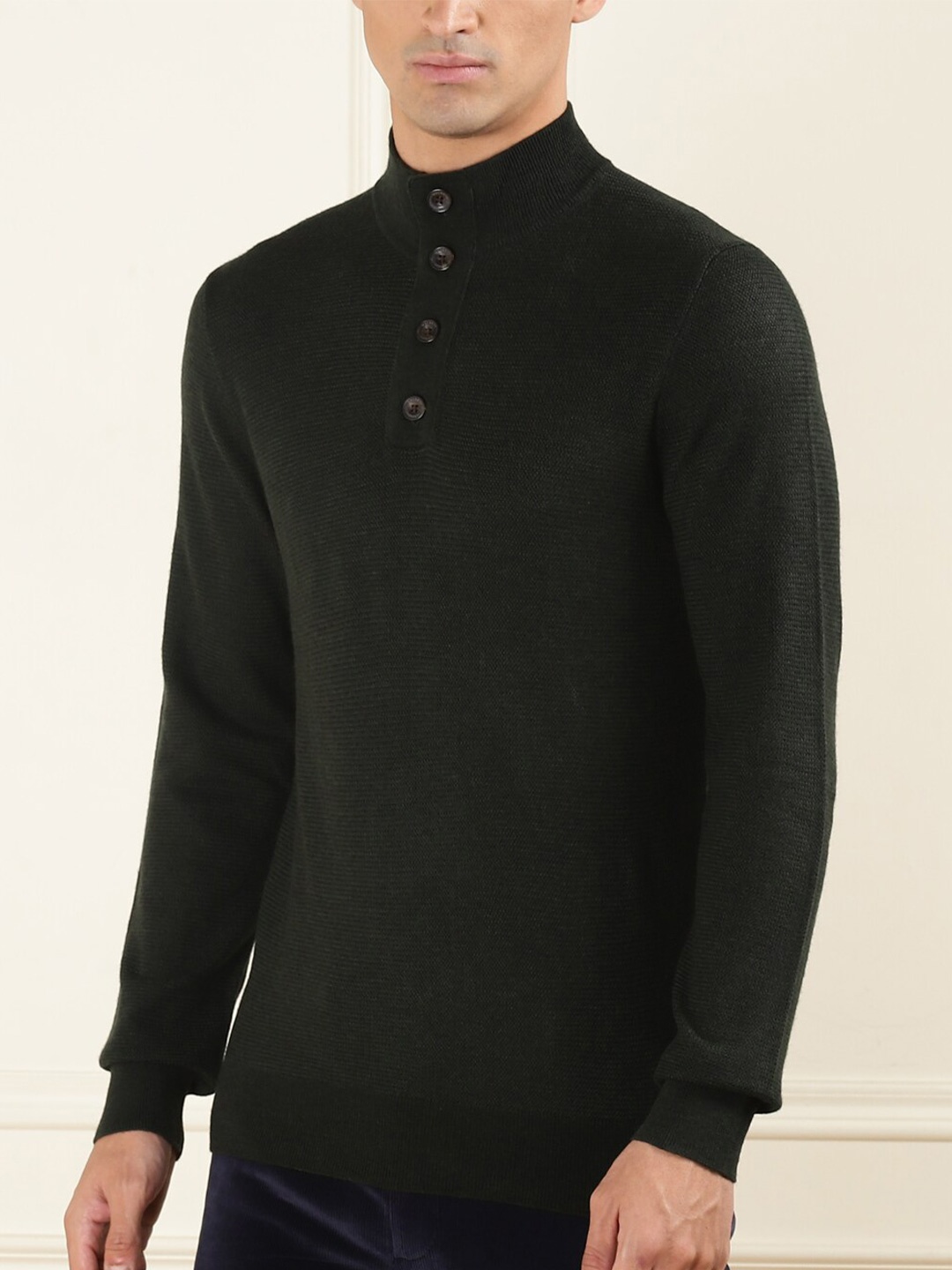 

HACKETT LONDON Mock Collar Woollen Pullover, Olive