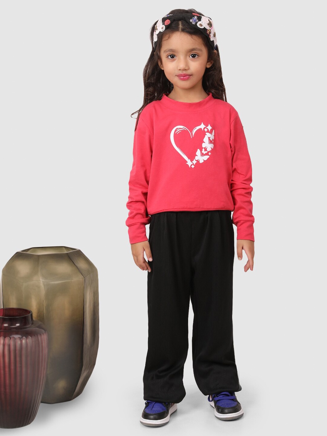 

Jelly Jones Girls Printed Pure Cotton T-shirt With Trousers, Pink