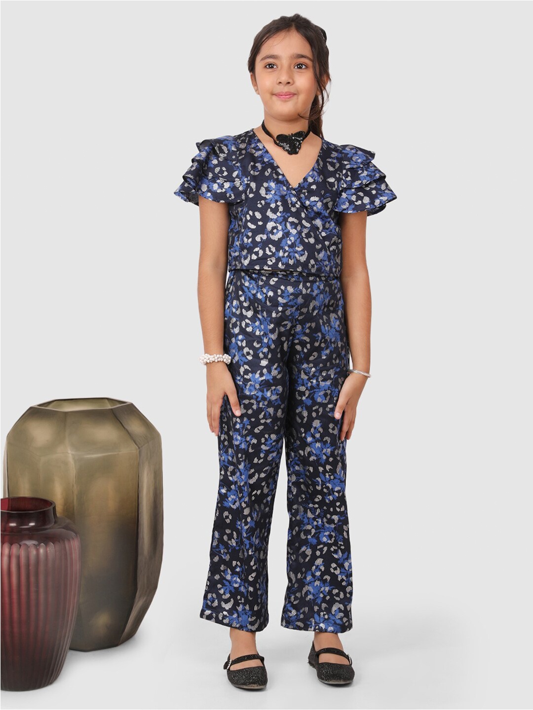 

Jelly Jones Girls Printed Top With Trousers, Blue