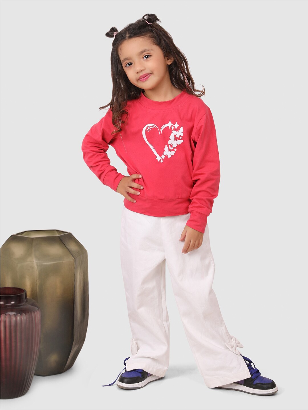 

Jelly Jones Girls Printed Cotton Sweatshirt with Trousers, Pink