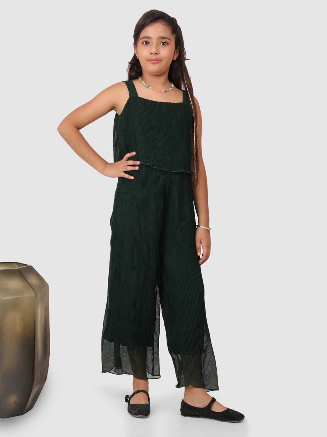 

Jelly Jones Girls Self Design Basic Jumpsuit, Green