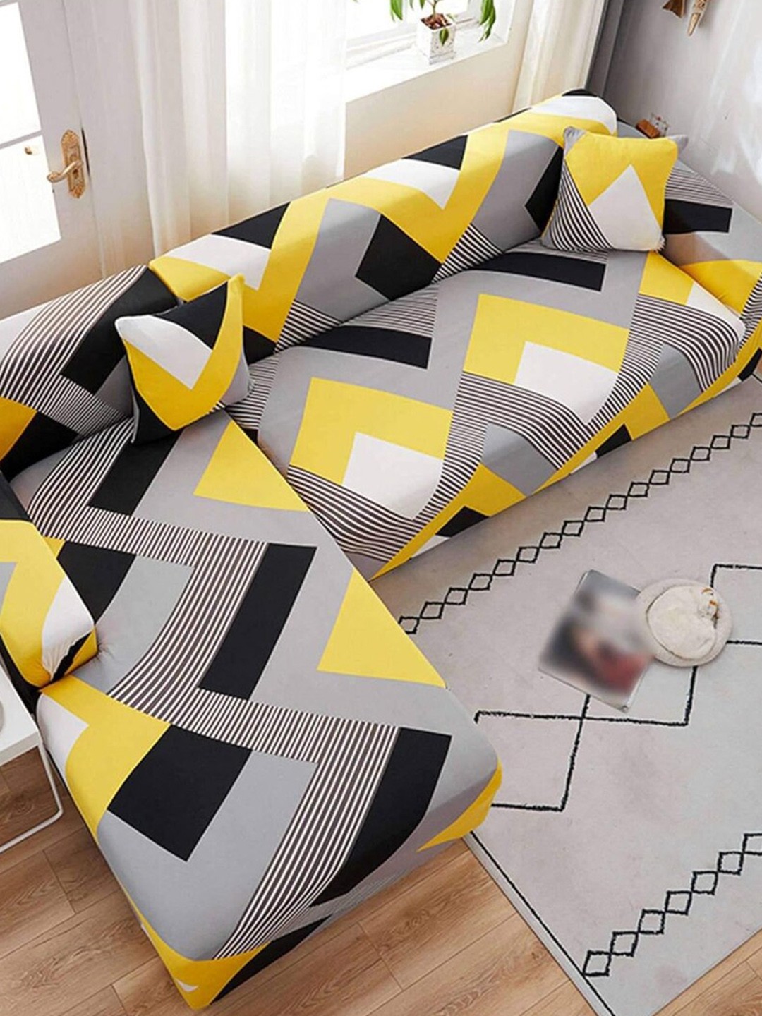 

YouBella Colourblocked 3-Seater Sofa Cover, Grey