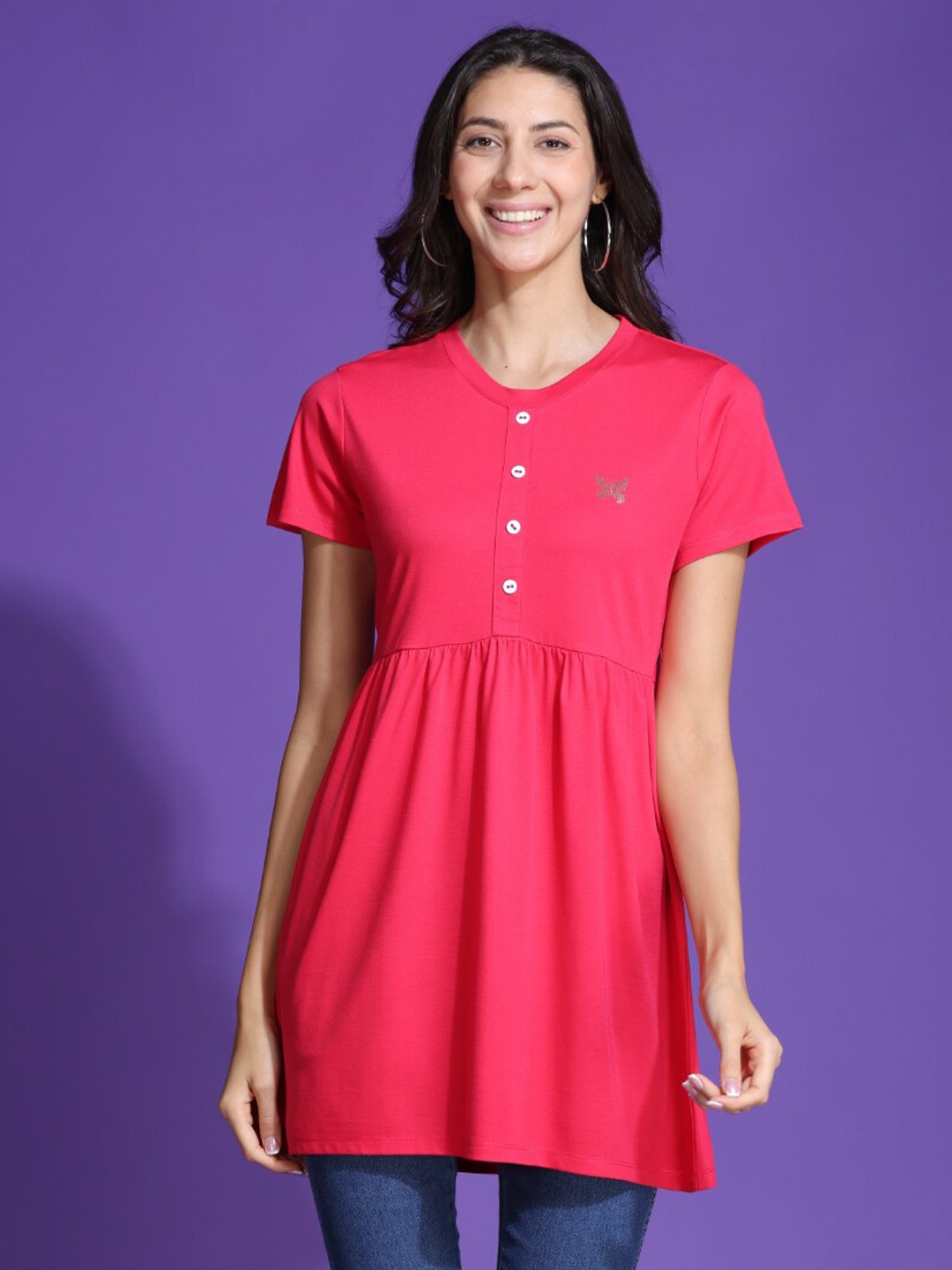 

TITTLI Round Neck Knitted Tunic, Red