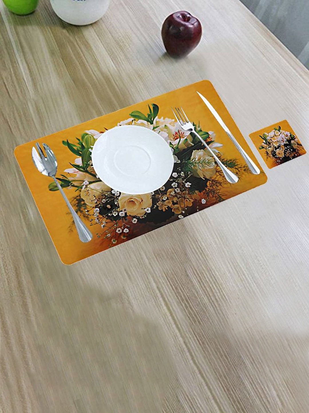 

Dakshya Industries Yellow & White 6 Pieces Floral Rectangular Table Placemats