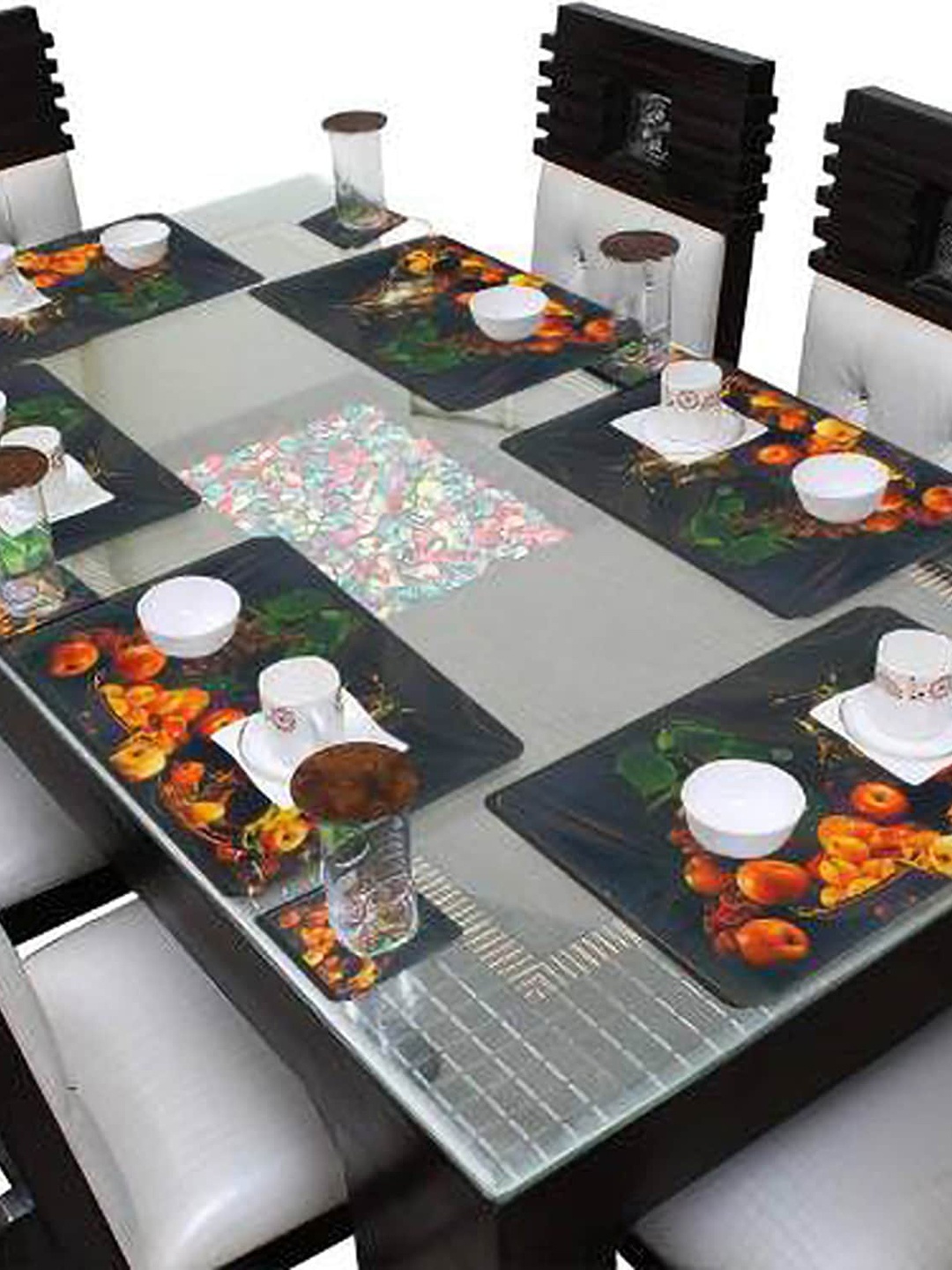 

Dakshya Industries Black & Orange 6 Pieces Printed Rectangular Table Placemats