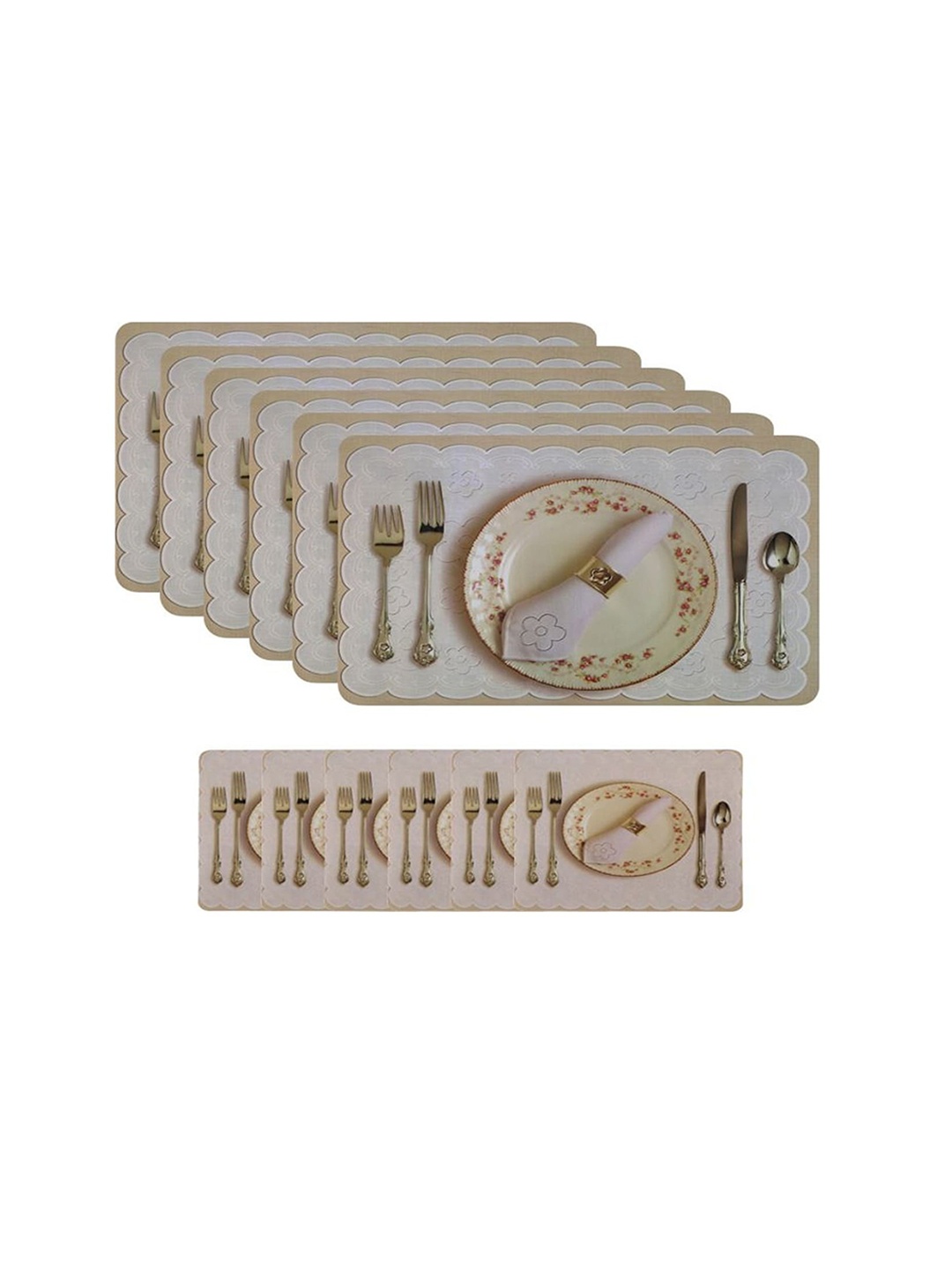 

Dakshya Industries White & Beige 6 Pieces Floral Rectangular Table Placemats