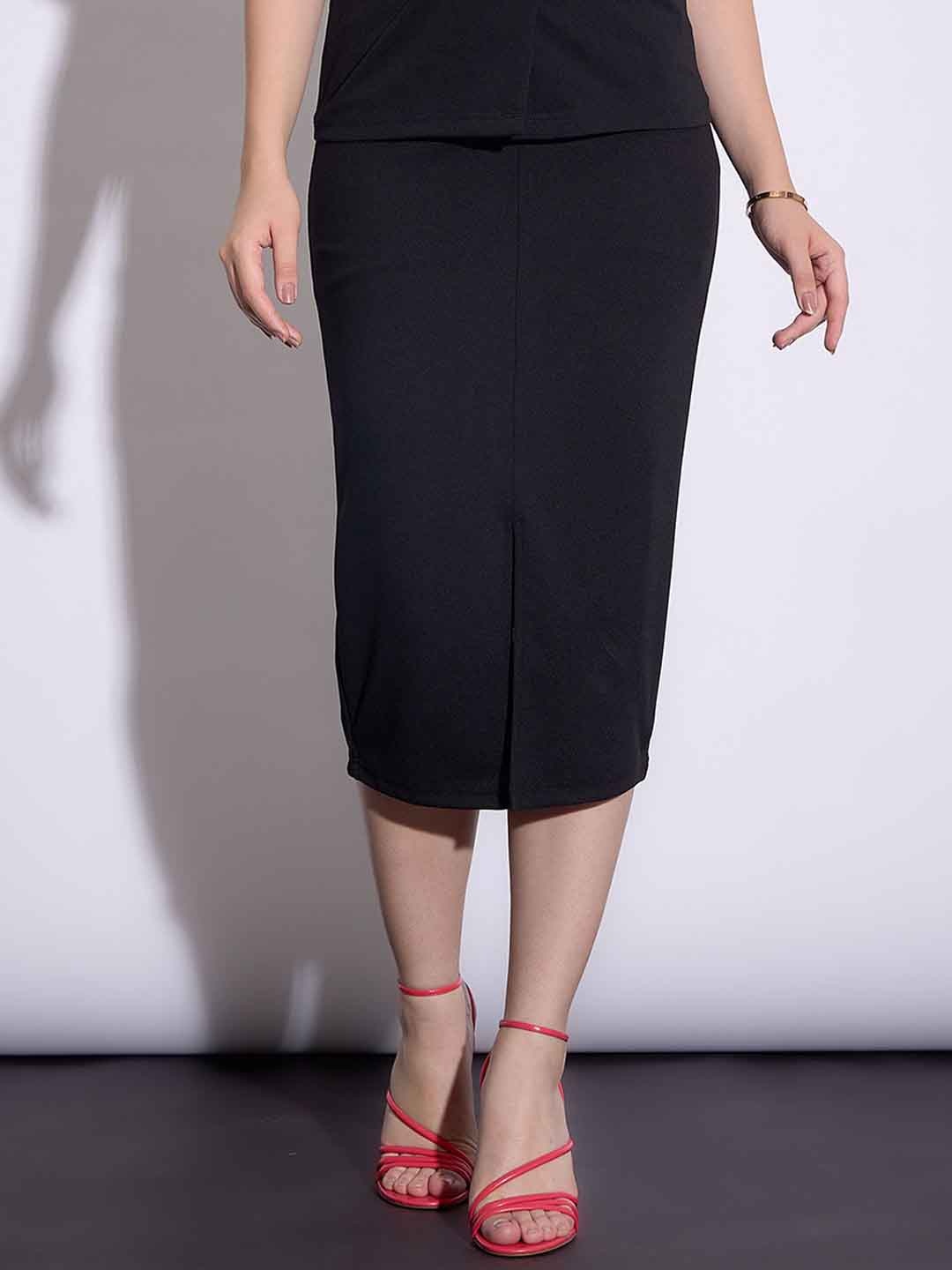 

SASSAFRAS worklyf Front Slit Midi Pencil Skirt, Black