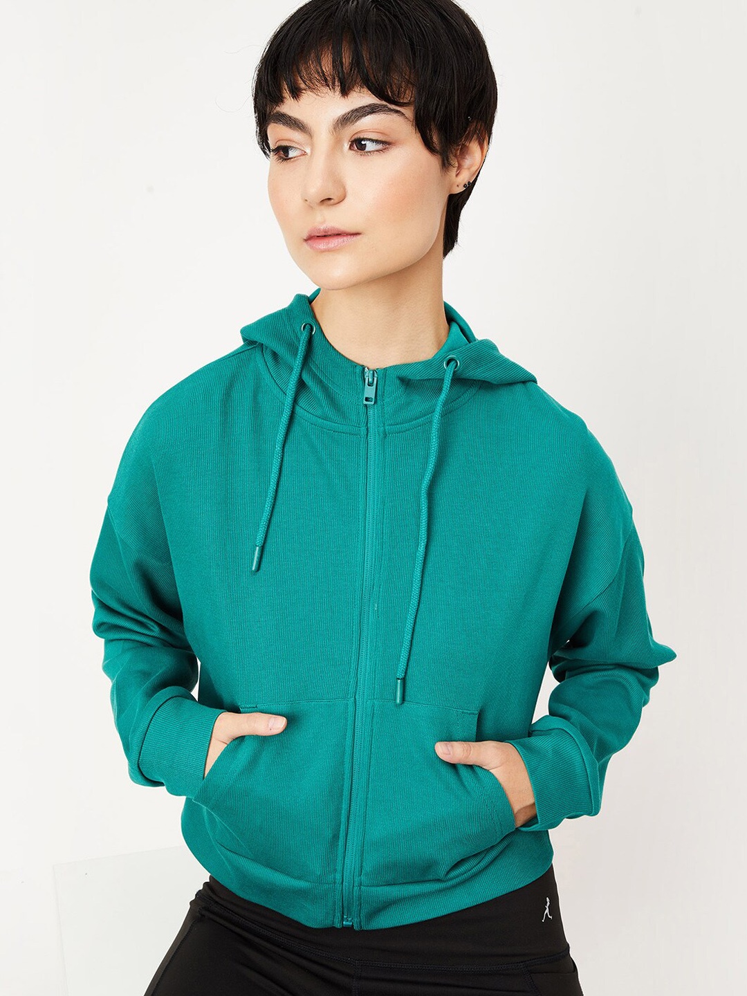 

max Hooded Pure Cotton Sweatshirt, Green