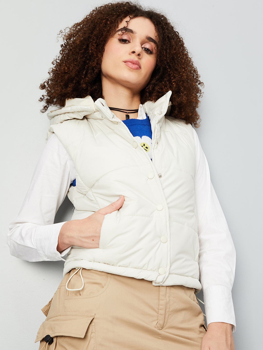 

max Hooded Padded Jacket, Off white
