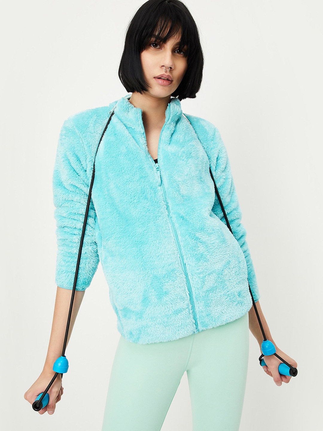 

max Mock Collar Tailored Jacket, Blue