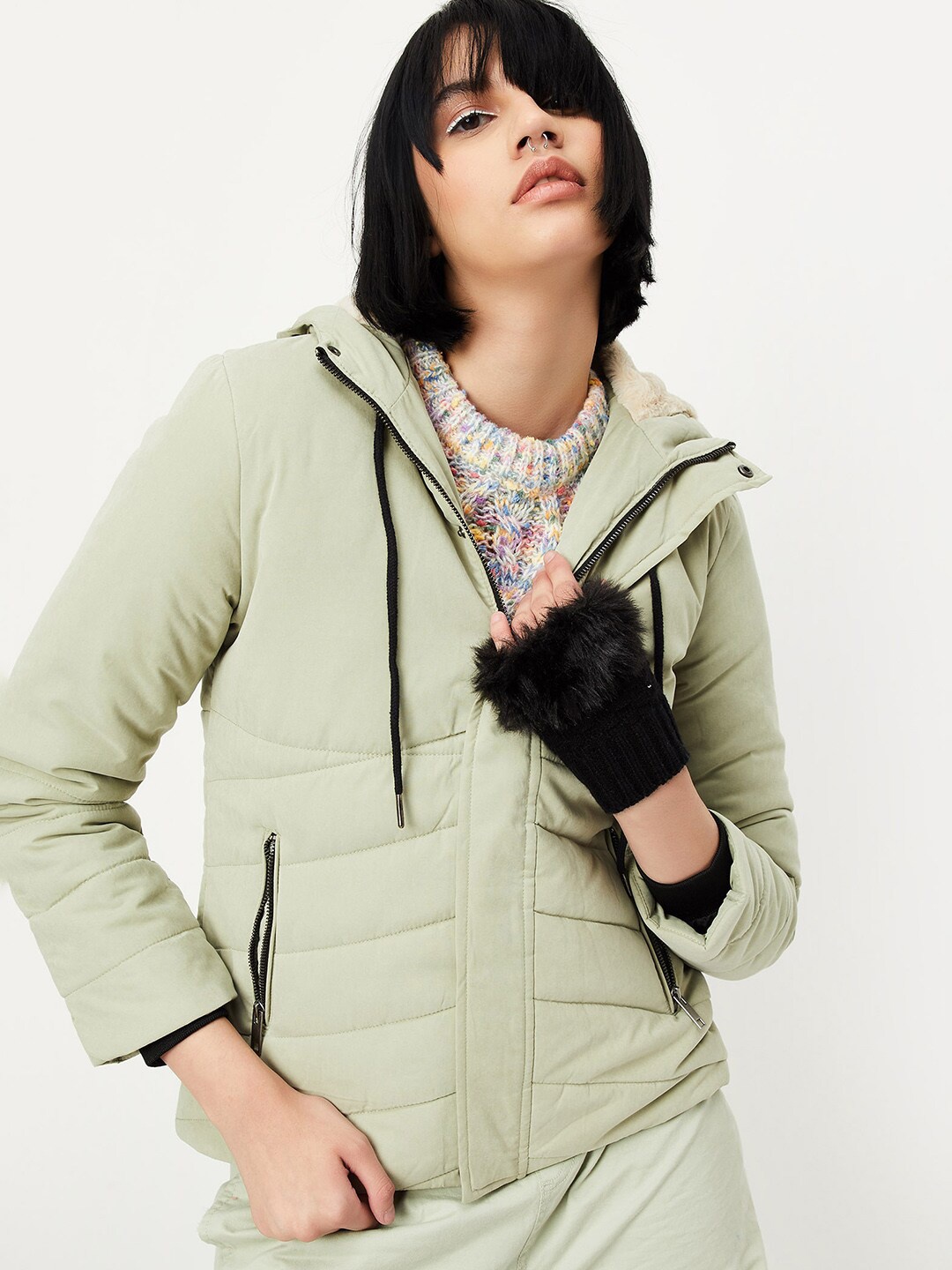 

max Hooded Padded Jacket, Green