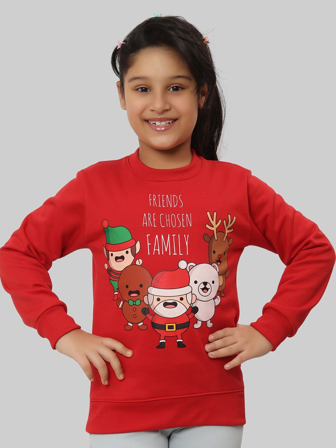 

Ninos Dreams Girls Christmas Santa Printed Fleece Sweatshirt, Red