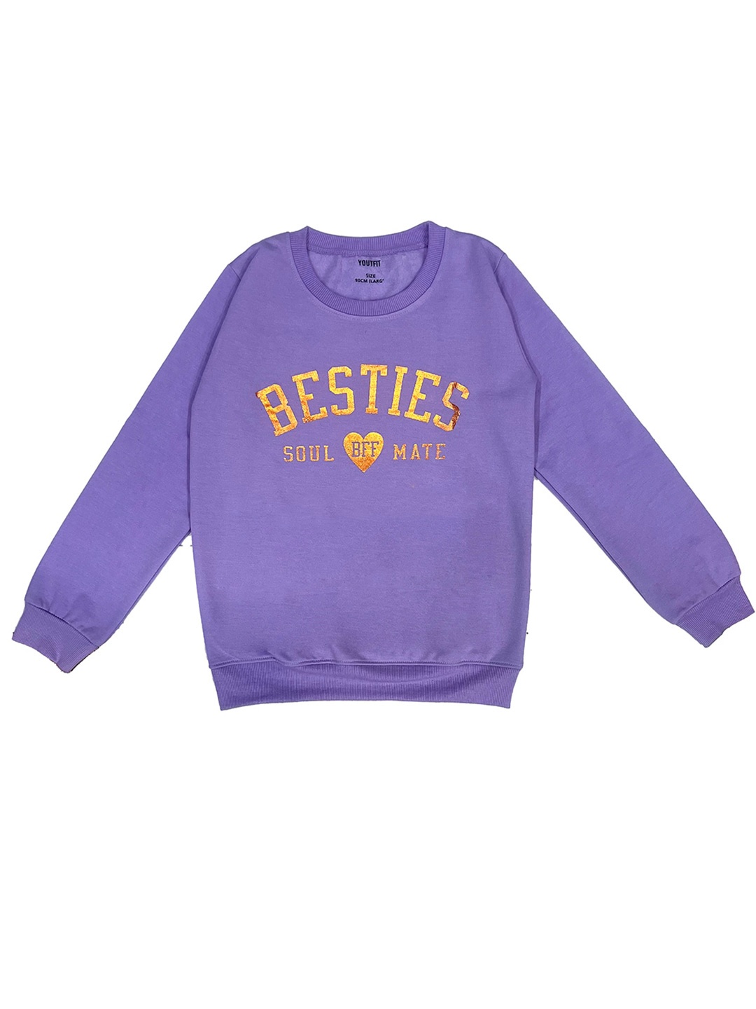 

TINY HUG Boys Typography Printed Round Neck Long Sleeves Pullover Sweatshirt, Purple