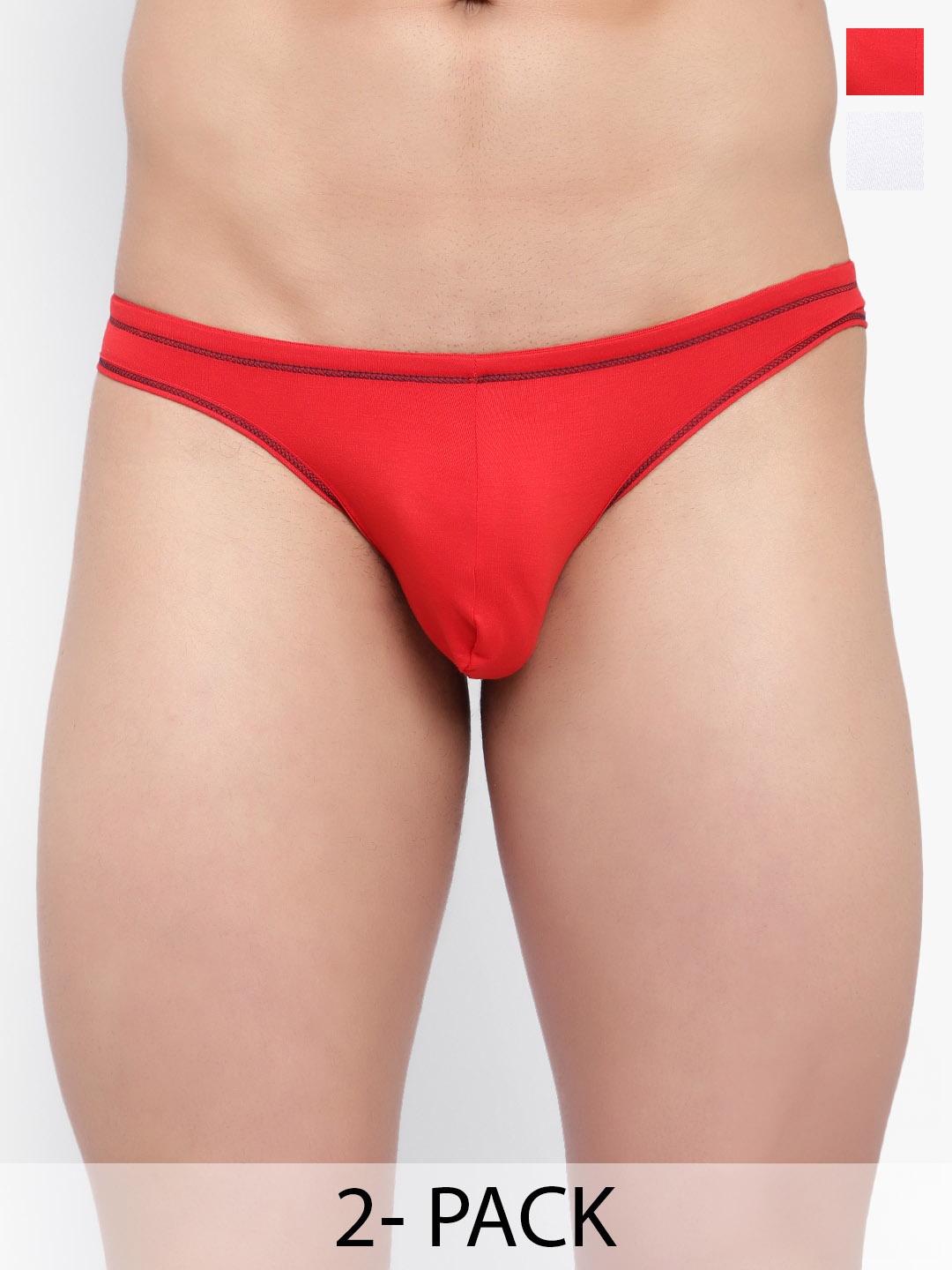 

Bruchi CLUB Pack Of 2 Antimicrobial Basic Briefs FOXY314-RDWH-2C, Red