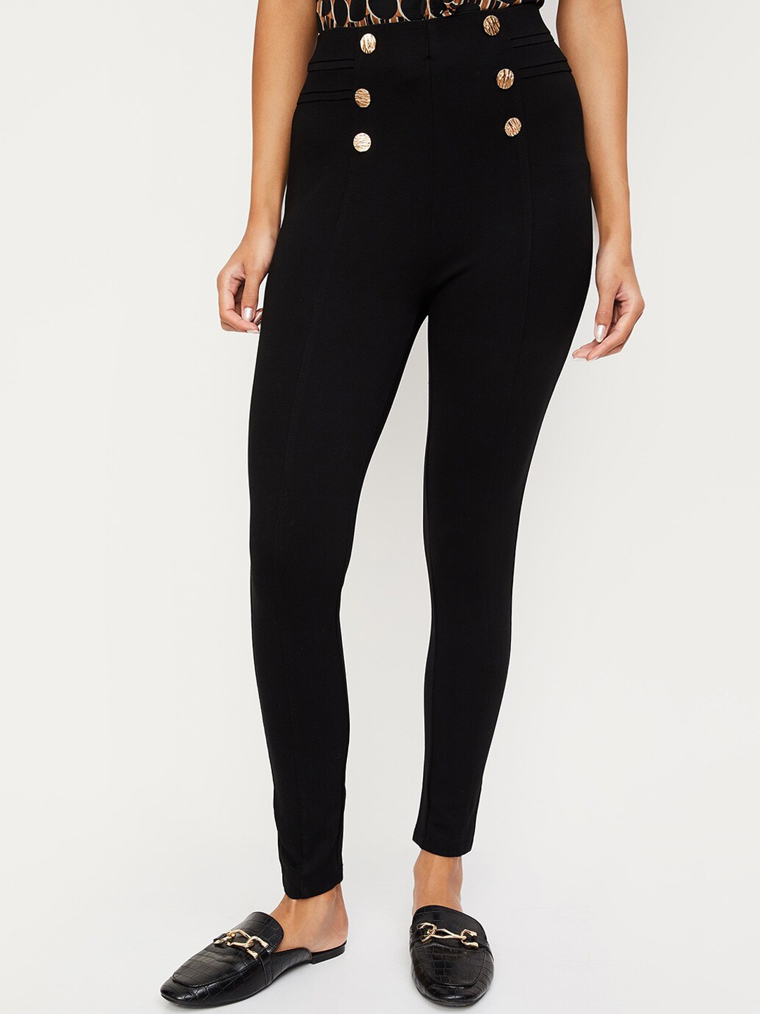 

max Women Mid-Rise Trousers, Black