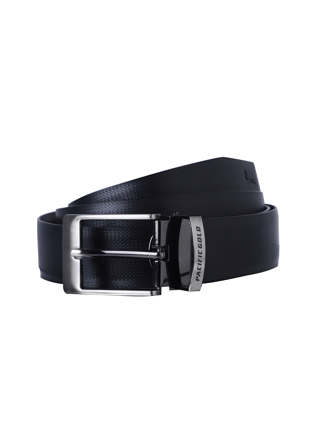 

Pacific Gold Men Textured Reversible Belt, Black