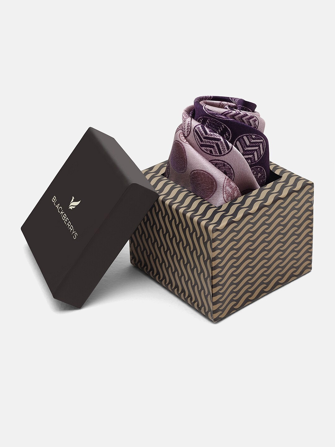 

Blackberrys Printed Silk Pocket Square, Purple