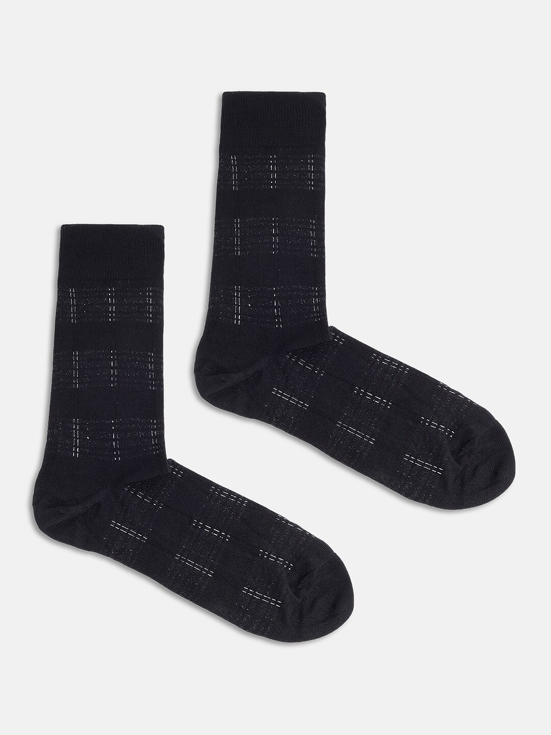 

Blackberrys Men Patterned Calf Length Cotton Socks, Black