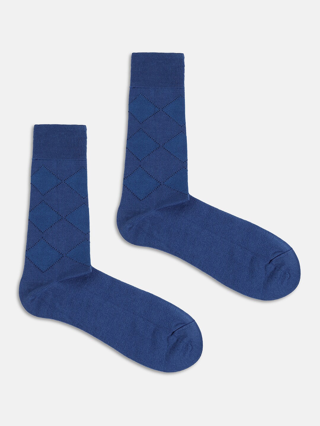 

Blackberrys Men Checked Cotton Calf Length Socks, Blue