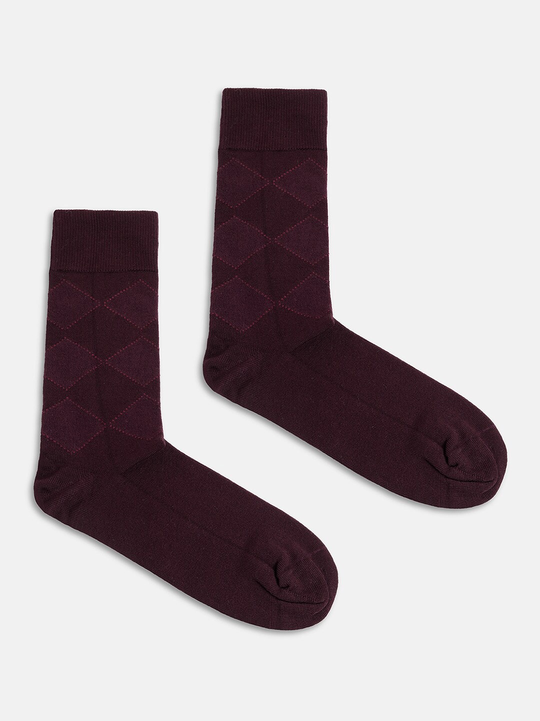 

Blackberrys Men Checked Calf Length Cotton Socks, Maroon