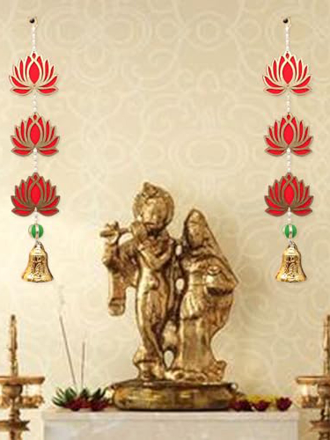 

Perpetual Red & Gold Toned Lotus Wall Hanging Latkan